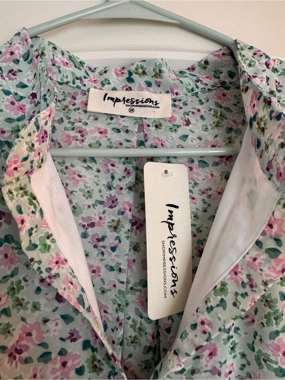 NWT: Impressions Women’s Floral Pink/Green Cotton Dress - Picture 2 of 5